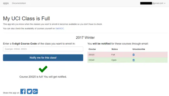 Web app: My UCI class is full
